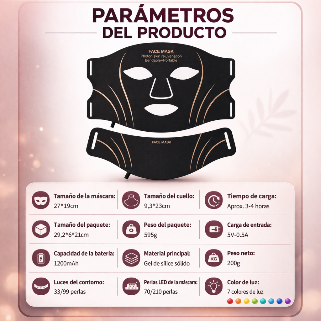 MÁSCARA LED 7 COLORES ROSTRO + CUELLO