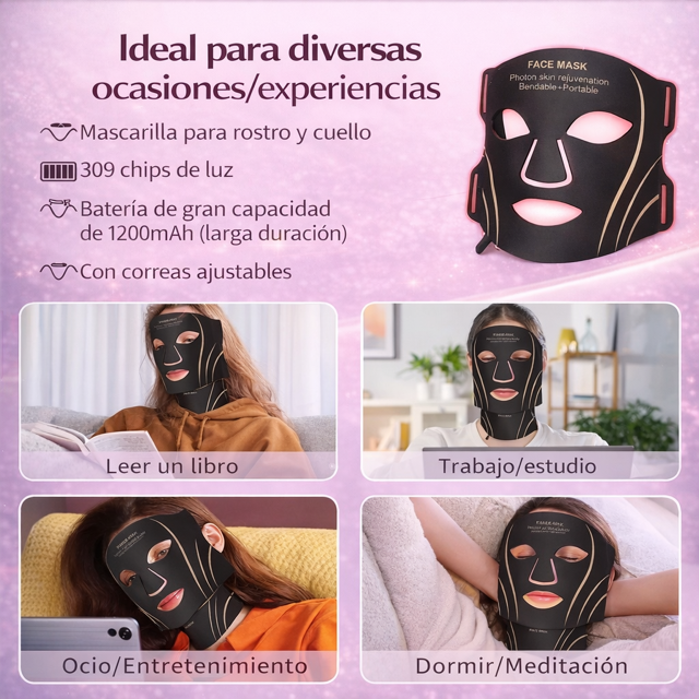 MÁSCARA LED 7 COLORES ROSTRO + CUELLO