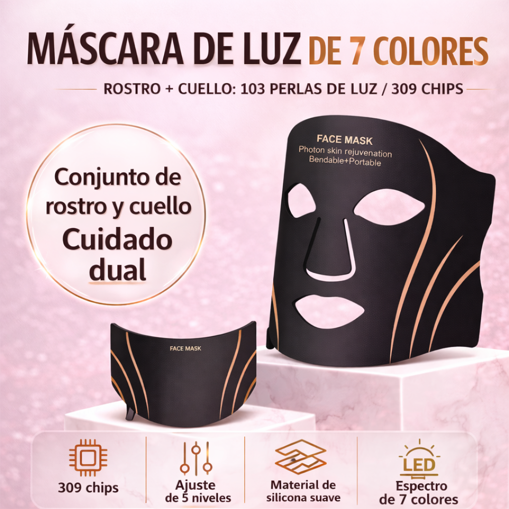 MÁSCARA LED 7 COLORES ROSTRO + CUELLO