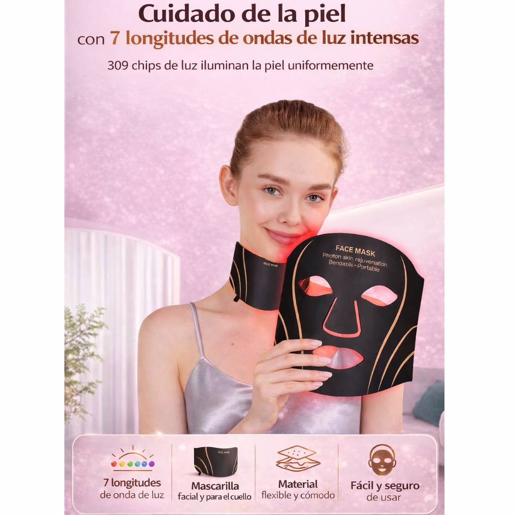 MÁSCARA LED 7 COLORES ROSTRO + CUELLO