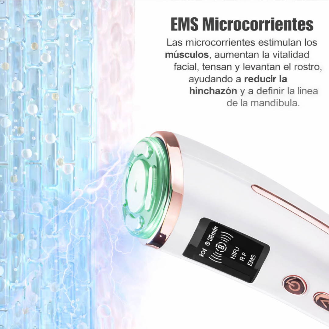 ✨ Dispositivo Facial 3 en 1 HIFU + RF + EMS